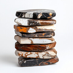 Artistic stacked marble pieces modern home decor still life photography studio environment minimalist viewpoint textured beauty