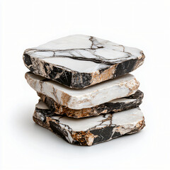 Elegant marble stone stacks interior design showcase home decor minimalist environment close-up view luxe aesthetic