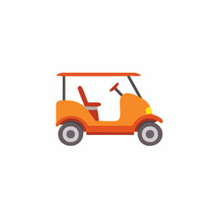Bright Orange Golf Cart on a White Background Vehicle for Recreation and Transportation