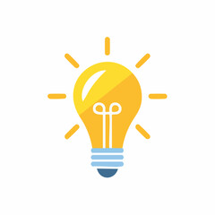 Yellow Lightbulb Icon Presenting Creative Ideas and Solution Generation Flat Isolated
