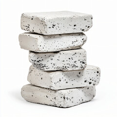 Stacked white bricks indoor setting artistic composition minimalist design close-up view construction concept