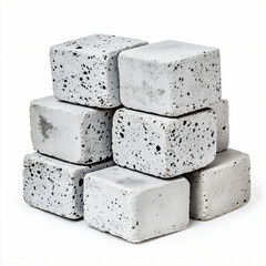 Construction material stacked in studio setting concrete blocks product photography minimalist environment close-up view industrial concept