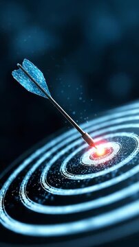 Dart Target Icon Representing Business Goals Strategy Success Planning Performance Measurement Marketing Objectives and Achievement of Digital Vision. Vertical Video
