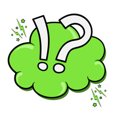 Green Cloud with Question and Exclamation Marks