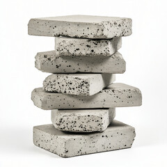 Stacked concrete blocks workshop product display indoor setting close-up view construction design modern aesthetic