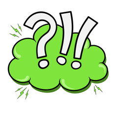 Green Cloud with Question and Exclamation Marks