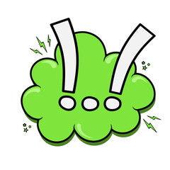 Green Cloud with Question and Exclamation Marks