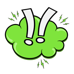 Green Cloud with Question and Exclamation Marks