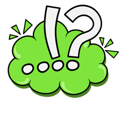 Green Cloud with Question and Exclamation Marks