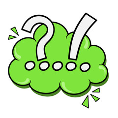 Green Cloud with Question and Exclamation Marks