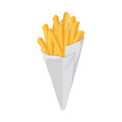 Crispy Golden French Fries in a Paper Cone Illustration