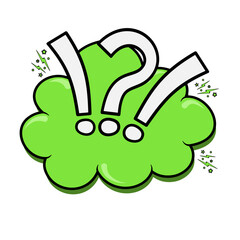 Green Cloud with Question and Exclamation Marks