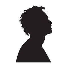 Profile Silhouette of Man with Dreadlocks Looking Up