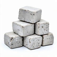 Stack of concrete bricks construction site image industrial environment close-up view building material for strong foundations