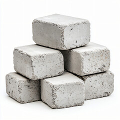 Building materials action concrete bricks stacked in construction setting industrial environment close-up view structural integrity focus