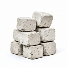 Construction materials handling concrete blocks storage industrial warehouse product photography minimalist environment close-up view building supplies