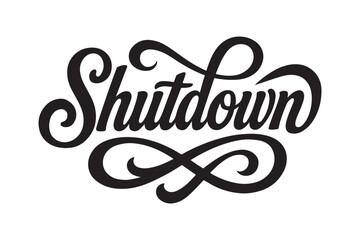 shutdown lettering retro typography vector