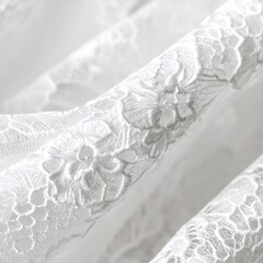 White floral lace fabric in close-up