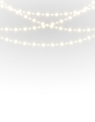 Transparent PNG. Golden festoon lights in glowing style for winter celebration.
