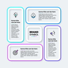 Infographic template. 4 rectangular frames with icons and text
