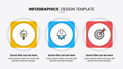 Infographic template. 3 abstract squares with icons and text