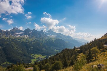 Obraz premium Scenic mountain pathway through alpine terrain.