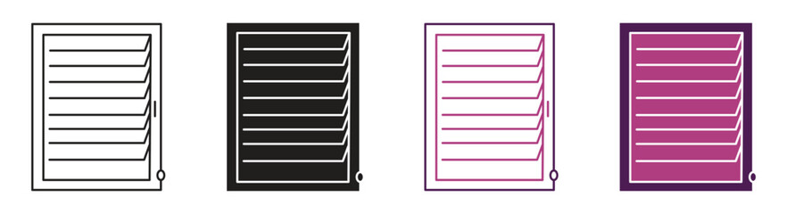 Jalousie icon set.  Rolling curtain privacy shade sign. Vector illustration .