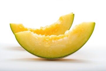 Isolated Pieces of Melon on a White Surface