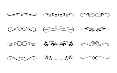 Ornate vector flourishes and decorative borders collection for elegant design projects silhouette vector illustration white background