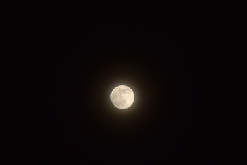 yellow full moon covering by cloud floating on sky in night background