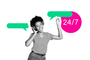 Composite trend artwork sketch image collage of silhouette young lady student headphones listen music dance app service 24 7 speech cloud