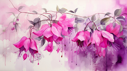 Vibrant Fuchsia Watercolor Canvas