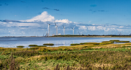 Coastal Landscape With Wind Turbines