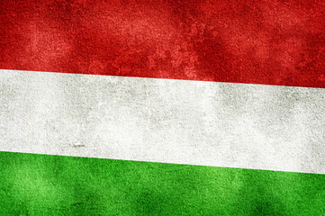 Grunge filter style of Hungary national flag background.