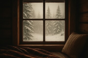 Fototapeta premium Cozy cabin window view
