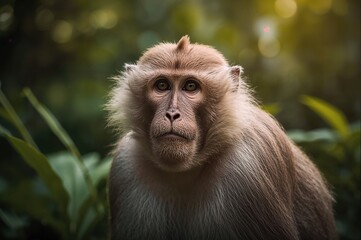 Obraz premium Macaque residing in a tropical forest habitat