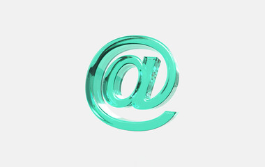 Obraz premium 3d green glass mail sign icon on isolated background