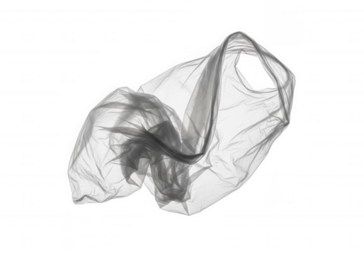 Translucent fabric flowing against darkness isolated on a transparent background