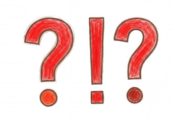 Red question mark exclamation mark question mark isolated on a transparent background