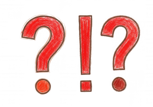 Red question mark exclamation mark question mark isolated on a transparent background