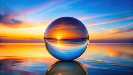 Glass sphere sitting on a blue background