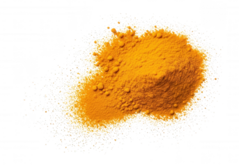 Vibrant orange spice powder isolated on a transparent background