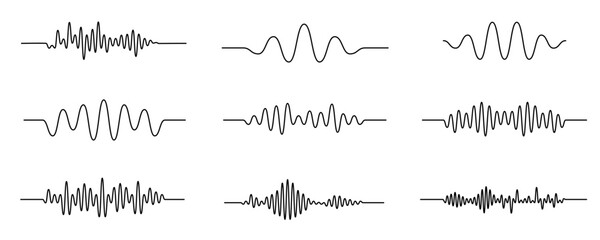 Continuous thin line sound wave icon. One line art audio symbol, single outline soundwave