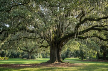 Ancient Oak Tree in a Coastal Garden State Park