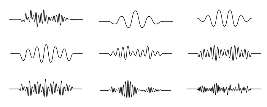 Continuous thin line sound wave icon. One line art audio symbol, single outline soundwave