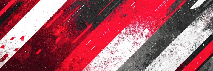 Abstract diagonal bands of red, white, and gray with subtle textured details