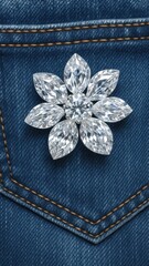Elegant crystal flower brooch denim mobile wallpaper