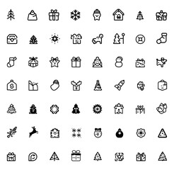 Christmas and Winter Holiday Icons &ndash; Minimal Line Style for Festive Design