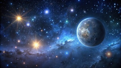 Obraz premium Dark celestial scene with stars and moon in the sky, stellar, cosmos, stellar, cosmos, cosmos, galaxy, darkness,