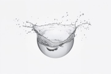 Hemisphere-shaped water burst isolated on a white background